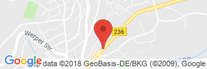 Position der Autogas-Tankstelle: Raiffeisen Sauerland eG in 57392, Schmallenberg-Gleidorf