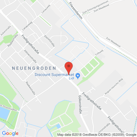 Position der Autogas-Tankstelle: JET Tankstelle in 26386, Wilhelmshaven