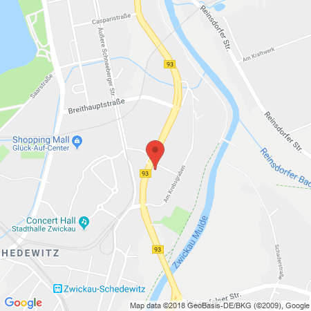 Position der Autogas-Tankstelle: Pinoil in 08056, Zwickau