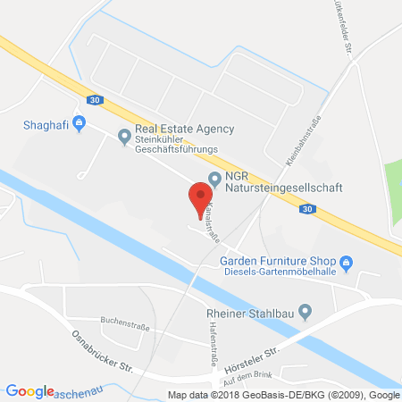 Position der Autogas-Tankstelle: Pludra Tankpunkt Kanalhafen in 48432, Rheine