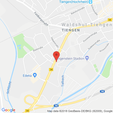 Position der Autogas-Tankstelle: Shell Tankstelle in 79761, Waldshut-tiengen