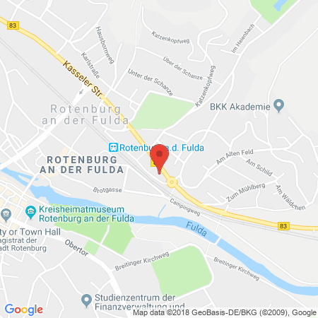 Position der Autogas-Tankstelle: Shell Tankstelle in 36199, Rotenburg / Fulda