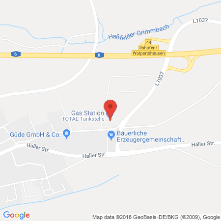 Position der Autogas-Tankstelle: Total Wolpertshausen in 74549, Wolpertshausen