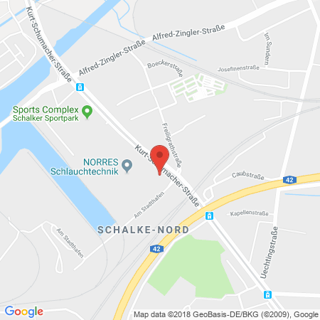 Position der Autogas-Tankstelle: Aral Tankstelle in 45881, Gelsenkirchen