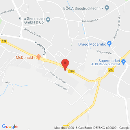 Position der Autogas-Tankstelle: Shell Tankstelle in 42477, Radevormwald