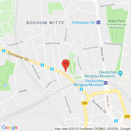 Position der Autogas-Tankstelle: Aral Tankstelle in 44809, Bochum