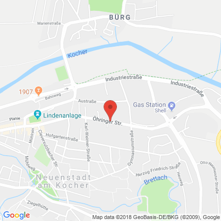 Position der Autogas-Tankstelle: AVIA Tankstelle Neuenstadt in 74196, Neuenstadt