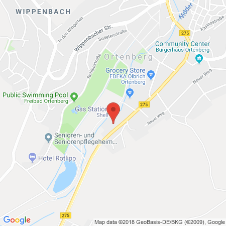 Position der Autogas-Tankstelle: Shell Tankstelle in 63683, Ortenberg