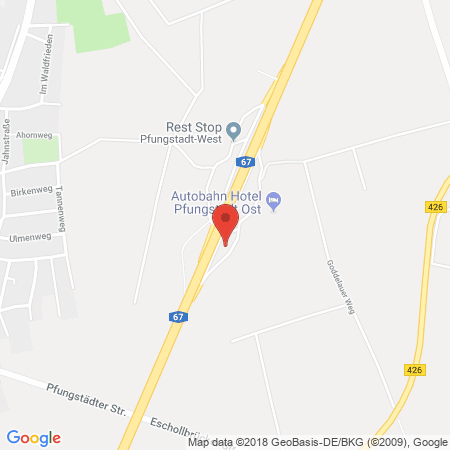 Position der Autogas-Tankstelle: Shell Tankstelle in 64319, Pfungstadt