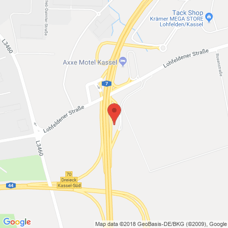 Position der Autogas-Tankstelle: Kassel Ost in 34523, Lohfelden