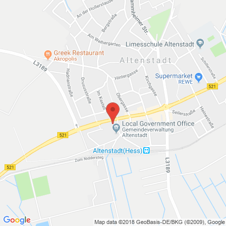 Position der Autogas-Tankstelle: Aral Tankstelle in 63674, Altenstadt