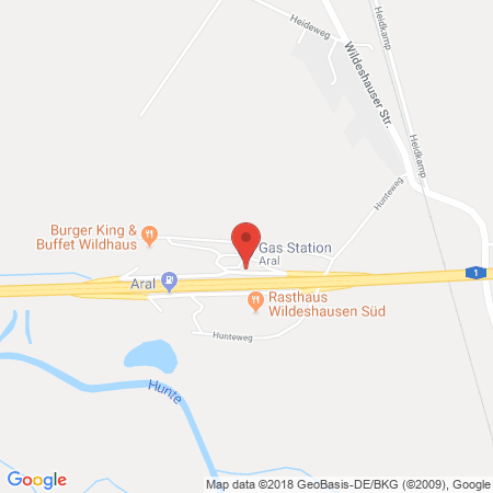 Position der Autogas-Tankstelle: Aral Tankstelle, Bat Wildeshausen Nord in 27801, Dötlingen