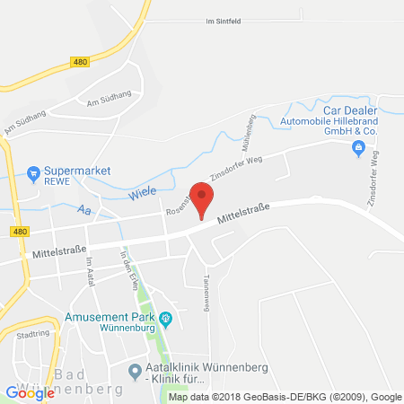 Position der Autogas-Tankstelle: Esso Tankstelle in 33181, Bad Wuennenberg