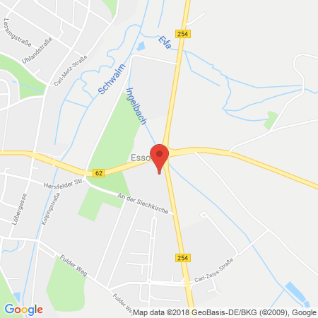 Position der Autogas-Tankstelle: Esso Tankstelle in 36304, Alsfeld