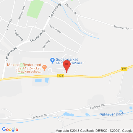 Position der Autogas-Tankstelle: Supermarkt Zwickau in 08066, Zwickau