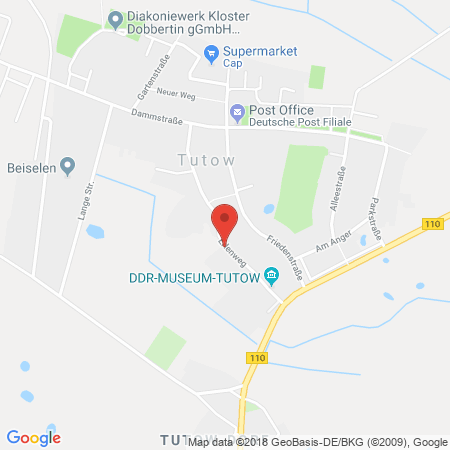 Position der Autogas-Tankstelle: Star Tankstelle in 17129, Tutow