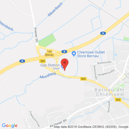 Position der Autogas-Tankstelle: Shell Tankstelle in 83233, Bernau