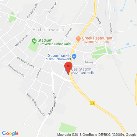 Position der Autogas-Tankstelle: AVIA Tankstelle in 95173, Schönwald