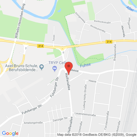 Position der Autogas-Tankstelle: Celle, Welfenallee. in 29225, Celle
