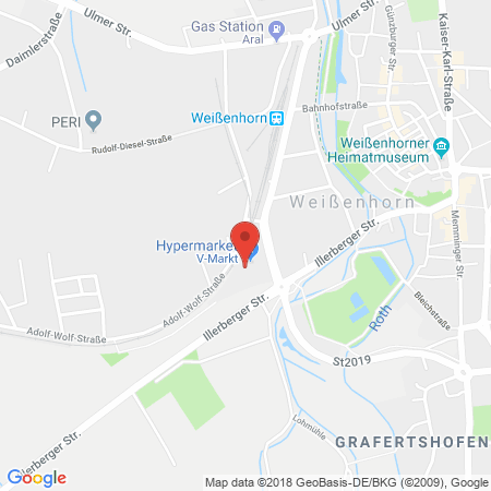 Position der Autogas-Tankstelle: V-markt Weißenhorn in 89264, Weißenhorn