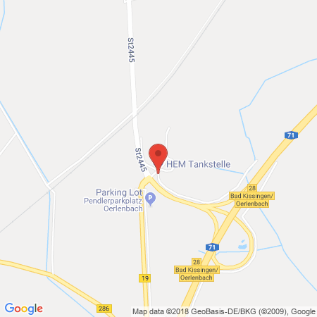 Position der Autogas-Tankstelle: HEM Tankstelle in 97714, Oerlenbach