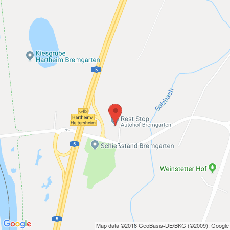 Position der Autogas-Tankstelle: ESSO Autohof Bremgarten in 79258, Hartheim