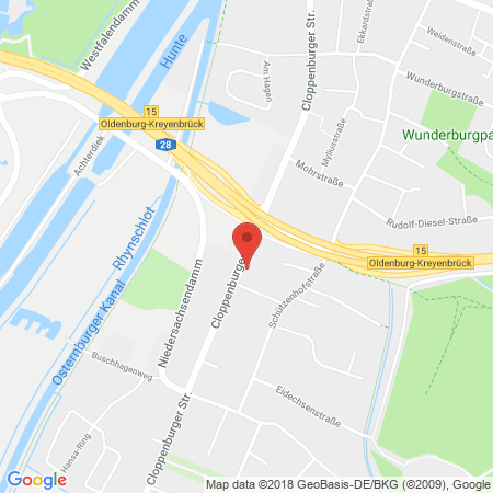 Position der Autogas-Tankstelle: JET Tankstelle in 26133, Oldenburg
