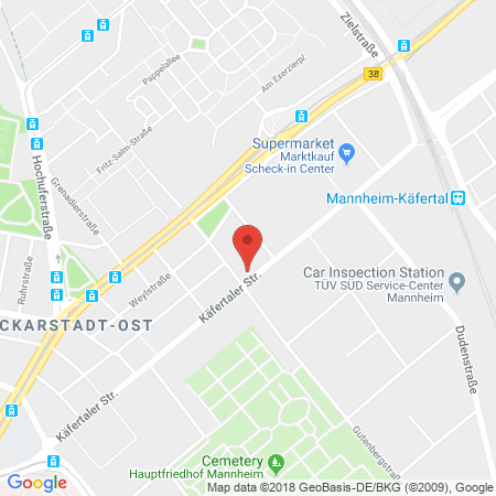 Position der Autogas-Tankstelle: AVIA Tankstelle in 68167, Mannheim