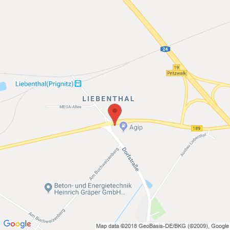 Position der Autogas-Tankstelle: Agip Tankstelle in 16909, Liebenthal