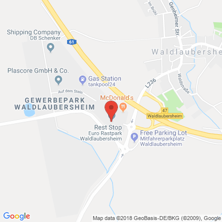 Position der Autogas-Tankstelle: Total Autohof Waldlaubersheim in 55444, Waldlaubersheim