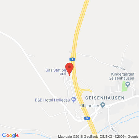 Position der Autogas-Tankstelle: Aral Tankstelle, Bat In Der Holledau Auga Gmbh in 85301, Geisenhausen