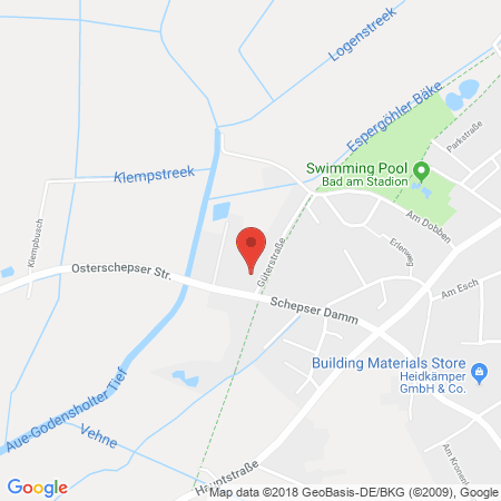Position der Autogas-Tankstelle: Raiffeisen Ammerland-saterland Gmbh in 26188, Edewecht