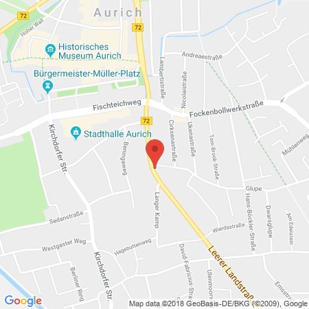 Position der Autogas-Tankstelle: HIRO Automarkt GmbH in 26603, Aurich