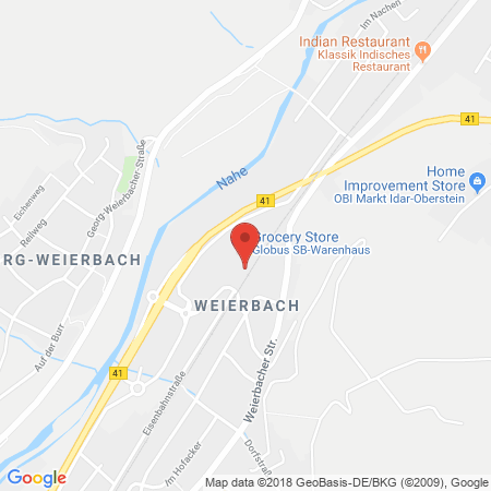 Position der Autogas-Tankstelle: Globus Handelshof  St. Wendel Gmbh Und Co. Kg in 55743, Idar-oberstein