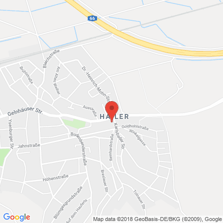 Position der Autogas-Tankstelle: Aral Tankstelle in 63571, Gelnhausen
