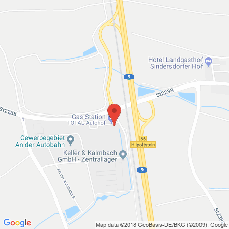 Position der Autogas-Tankstelle: Total Autohof Hilpoltstein in 91161, Hilpoltstein