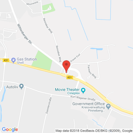 Position der Autogas-Tankstelle: Esso Tankstelle in 25337, Elmshorn