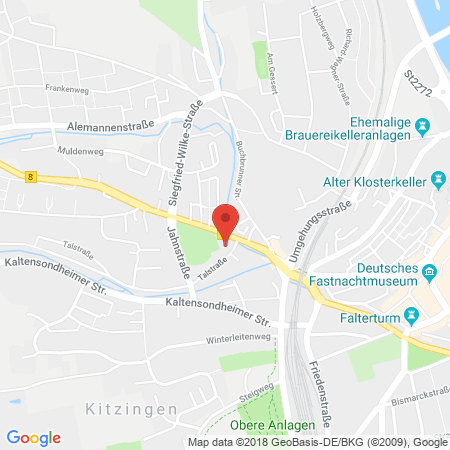 Position der Autogas-Tankstelle: Esso Tankstelle in 97318, Kitzingen