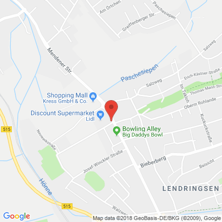Position der Autogas-Tankstelle: Shell Tankstelle in 58710, Menden