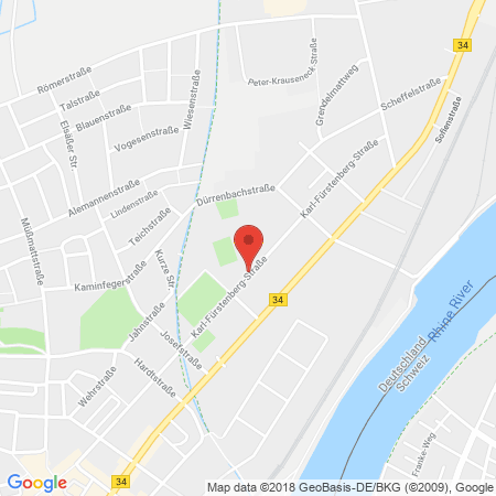 Position der Autogas-Tankstelle: Autohaus Hirsch in 79618,  Rheinfelden