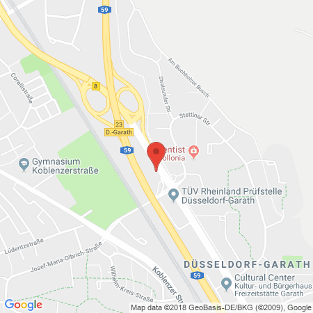 Position der Autogas-Tankstelle: Shell Tankstelle in 40595, Duesseldorf