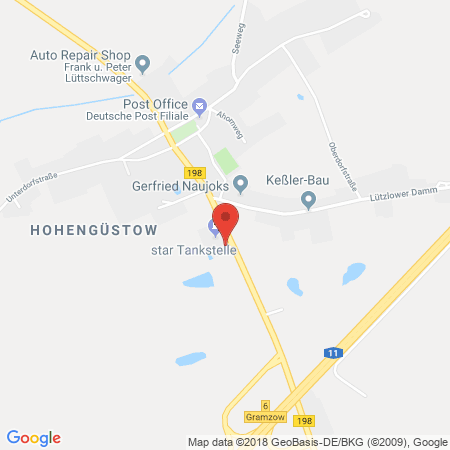 Position der Autogas-Tankstelle: Star Tankstelle in 17291, Uckerfelde