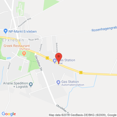 Position der Autogas-Tankstelle: Star Tankstelle in 39343, Erxleben