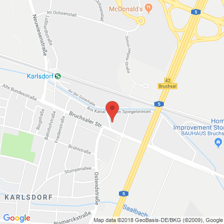 Position der Autogas-Tankstelle: Bft Tankstelle Paluza in 76689, Karlsdorf-neuthard