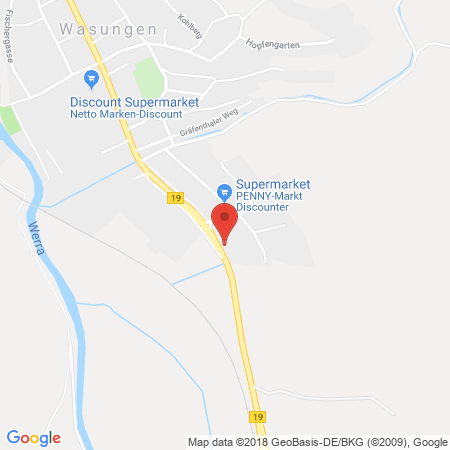 Position der Autogas-Tankstelle: Shell Tankstelle in 98634, Wasungen