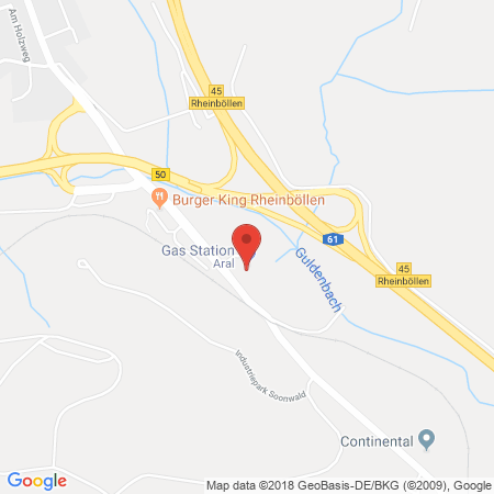Position der Autogas-Tankstelle: Aral Tankstelle in 55494, Rheinböllen