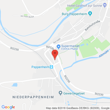 Position der Autogas-Tankstelle: AVIA Tankstelle in 91788, Pappenheim