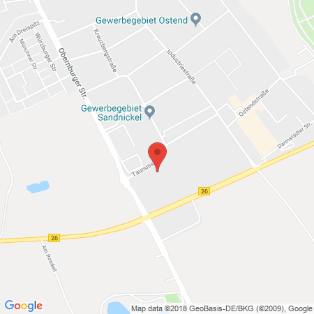 Position der Autogas-Tankstelle: Supermarkt-tankstelle Stockstadt Taunusstr. 1 in 63811, Stockstadt