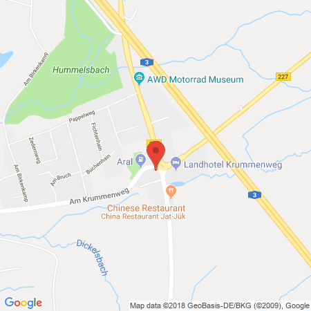 Position der Autogas-Tankstelle: Aral Tankstelle in 40885, Ratingen