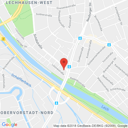 Position der Autogas-Tankstelle: JET Tankstelle in 86167, Augsburg